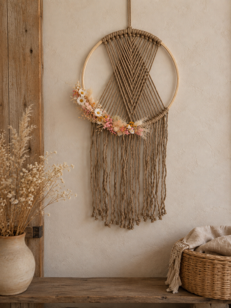 Enfants & ados / macramé tissé et fleurs séchées